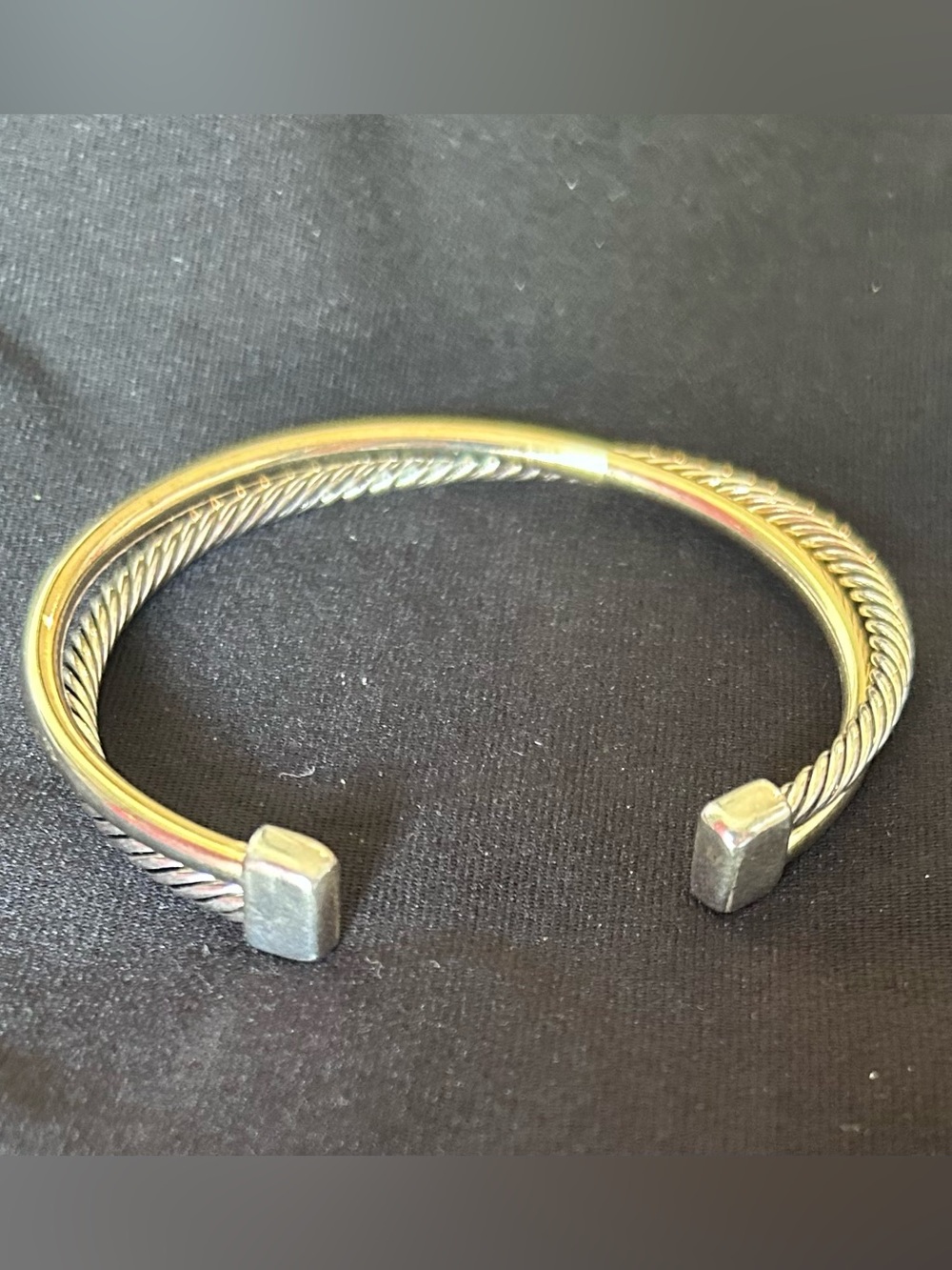 Designer-Inspired Twisted Cable Bracelet. Gold- and Silver-Toned. 2-1/2”. GUC.